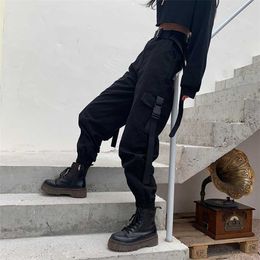 Ybyr grote zakken lading broek elastische hoge taille losse straatwear zomer broek baggy tactische broek hiphop joggers 220122