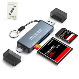 YC721 Lectores de tarjetas de memoria inteligentes 3 en 1 USB 2.0 / USB-C / Lector de tarjetas OTG / Escritor CF / TF / Mirco SD Tipo C Adaptador de lector de tarjetas de unidad flash OTG para PC Teléfonos inteligentes