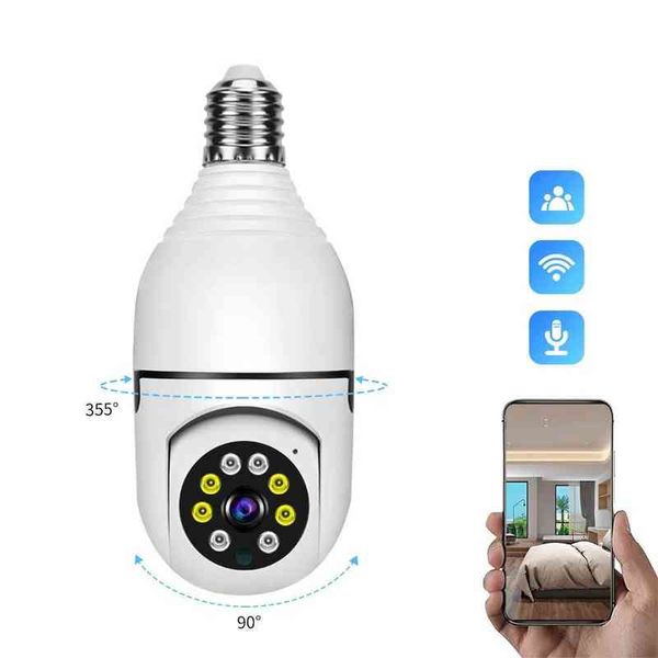 Ycc365 Plus sécurité Wifi Caméra Rotation Suivi automatique Ampoule panoramique Surveillance sans fil Couleur Vision nocturne Vue à distance AA220315