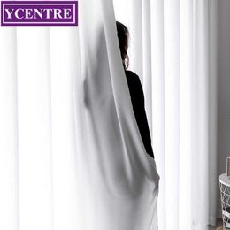 YCENTRE Cortina transparente de seda artificial para sala de estar Dormitorio Ventana Gasas Tul Sensación suave y suave al tacto 210712