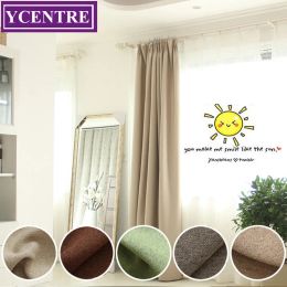 Tratamiento de ventana de lino y centre de centre sala de estar de color sólido aislamiento térmico cortina/cortinas apagadas para dormitorio para dormitorio