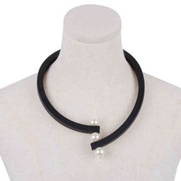 YDYDBZ Design perle pendentif collier femmes luxueux noir corde en caoutchouc colliers courts classique minimaliste bijoux tour de cou