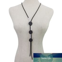 YDYDBZ multi kleur ronde knop matching ketting voor vrouwen eenvoudige zwarte lederen touw verklaring kettingen Colthes Accessoires