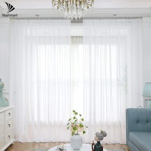 Ouaismart, vitre de rideau de fil blanc massif rideaux en tulle pour le salon cuisine traitements modernes cortains 2 240416