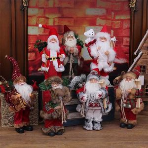 Année 2022 Décorations de Noël pour la maison 30cm Hauteur Poupée Père Noël Cadeaux pour enfants Ornements de fenêtre Navidad Cadeau de vacances 211104