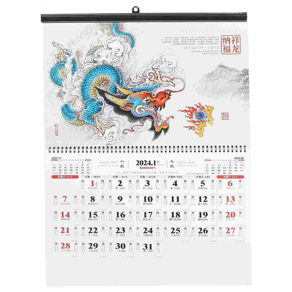 Año Calendario Decoración para colgar en la pared Tradición de papel Chino Anual Lunar Delicado Adviento 240118