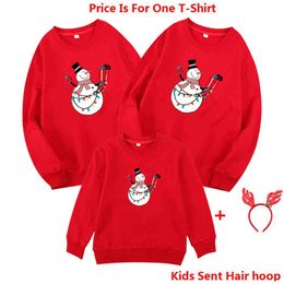 Année Noël Famille Look Mère Fille Père Fils Coton Chemise Correspondant Tenue Adulte Enfants T-shirt 210429