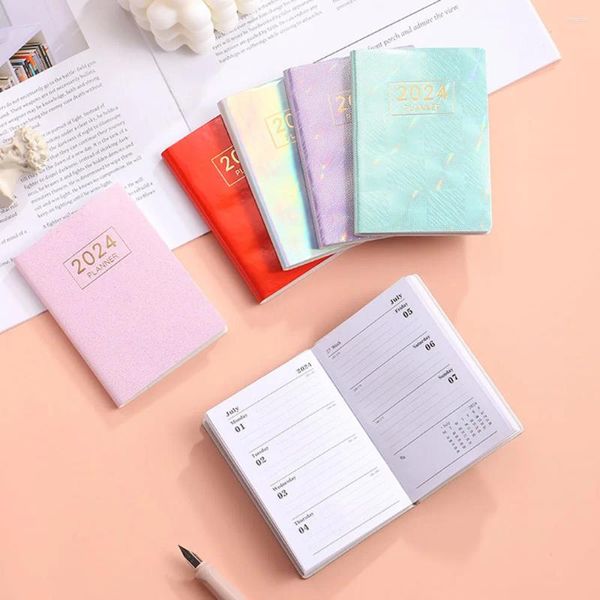 Planificateur annuel A7 carnet Laser coloré Mini poche portable calendrier imprimé voyageurs fournitures de bureau