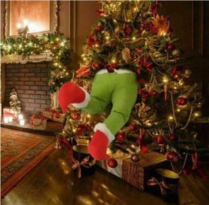 Jaar The Thief Christmas Tree Decorations Grinch stal gevulde elfpoten grappig cadeau voor kinderornamenten 2109106888366