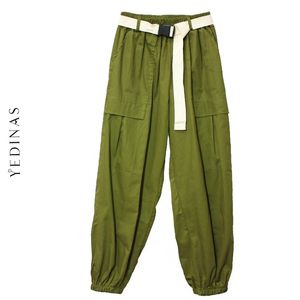 Yedinas automne Cargo pantalon femmes décontracté Streetwear Harem avec poche couleur bonbon pantalon femme pantalon 210527