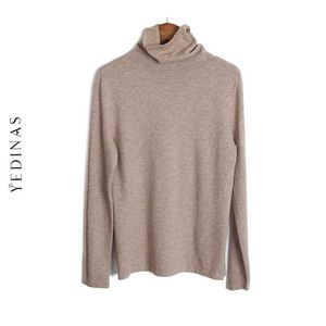 Yedinas herfst winter vrouwen gebreide coltrui trui casual soft o nek jumper dames slanke lange mouw trui 210527