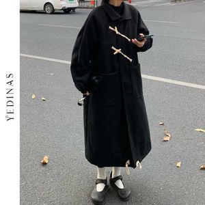 Yedinas vrouwen winter lange overjas Japanse stijl uitloper jas losse plus size vest vrouwelijke elegante dikke warme straatkleding 210527