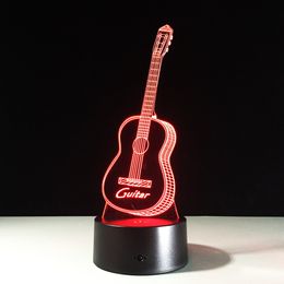 Yeduo nouvelle figurine d'action 7 couleurs guitare 3D visuel Led veilleuses comme chambre lampe de Table meilleurs cadeaux pour enfants amis acrylique