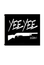 Yee Yee Flag Earl Dibbles Jr Black Flag Gun Hunting Dubbele gestikte vlag 3x5 ft Banner 90x150cm Party Gift 100D Gedrukt Sellin1831023