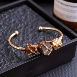 YEEVAA 1pc Bracelet en cristal naturel pierre brute irrégulière fil de cuivre enveloppé Chakra guérison équilibre pierre précieuse Bracelet bijoux cadeau 240315
