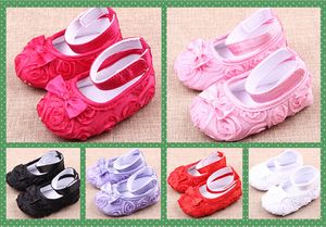 Zapatos de bebé al por mayor Zapatos de fondo suave para bebés rosas zapatos de princesa Zapatos para niños pequeños 0 - 1 año mezclan 6 colores 1 par / lote