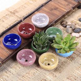 Yefine 8 stks / partij Ice-crack keramische bloempotten voor sappige planten kleine bonsai pot home en tuin decor mini succulente plant potten LJ201222