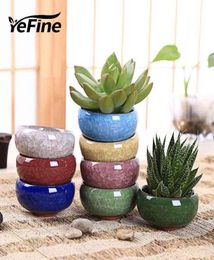 Yefine 8pcslot icecrack pots de fleurs en céramique pour plantes juteuses petits bonhonsaïs maison et décoration de jardin mini pots de plante succulente 211734309