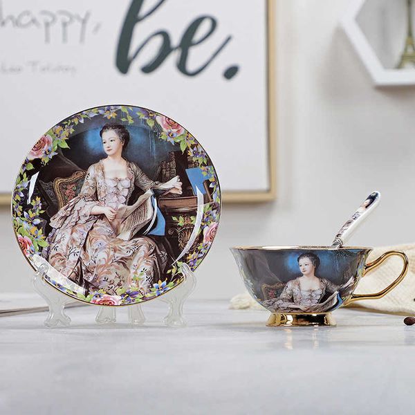 YeFine Bone China Juego de taza de café y platillo Advanced Royal Classical Afternoon Tea Cups Ceramic