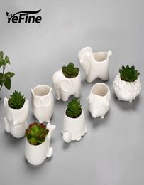 Yefine Creative Ceramic Flowerpot Planter Garden Planters Jardin Bonsai Desk Succulente Flower Pot Cute Animal Potten Y2007093671700