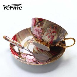 Yefine Hoge Kwaliteit Bot Porselein Koffie Vintage Ceramic On-Glaased Advanced Tea Cups and Sauchers Sets luxe geschenken