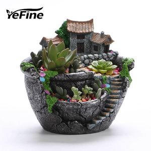 YeFine résine balcon pot de fleur pour plantes succulentes décoration de jardin pot de fleurs planteur de bureau en pot micro paysage Y200723