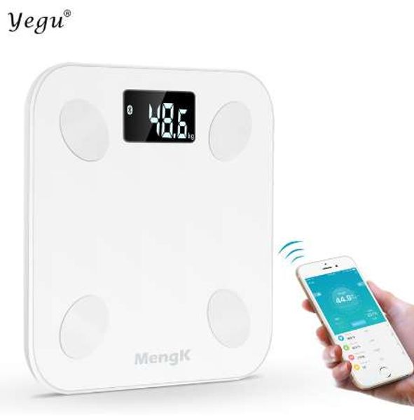 YEGU Pèse-Personne de Salle de Bain Balance de Poids Électronique Intelligente et Précise Balances de Sol pour la Maison Affichage LED en Verre Trempé 180Kg/50G