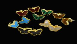 Amarillo 18 kgp plateado naturaleza malaquita gema encantos mariposa aretes joyería para niños niñas bebés niños mujeres regalos 5764152