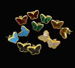 Amarillo 18 kgp plateado naturaleza malaquita gema encantos mariposa aretes joyería para niños niñas bebés niños mujeres regalos 5122832