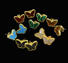 Jaune 18kgp Plaqué Nature Malachitered Gem Charms Papillon Boucles D'oreilles Bijoux pour Enfants Filles Bébé Enfants Femmes Cadeaux1738334