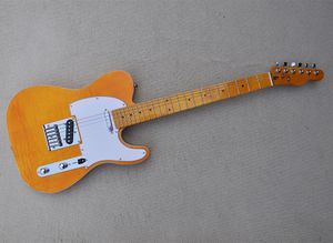 Yellow 6 Strings Electric Guitar met White Pickguard Flame Maple Fineer kan als verzoek worden aangepast
