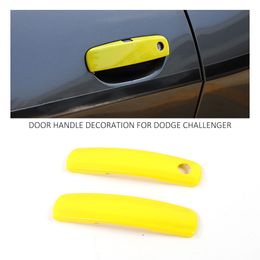 Couverture jaune de décoration de poignée de porte de voiture d'ABS pour les accessoires extérieurs de Dodge Challenger 12+