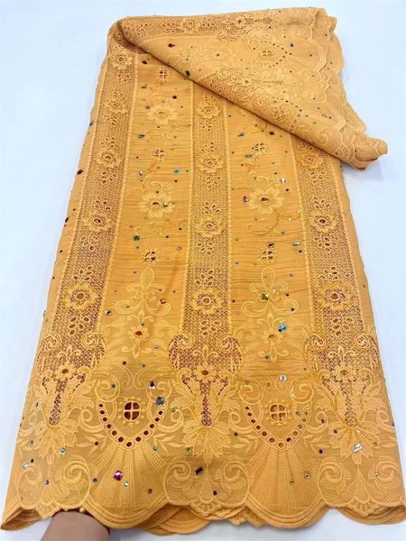 Tela de encaje de gasa africana amarilla Cordera de alta calidad Tel tela de encaje de tul francés para vestidos de fiesta de nigeria y06-1 240422