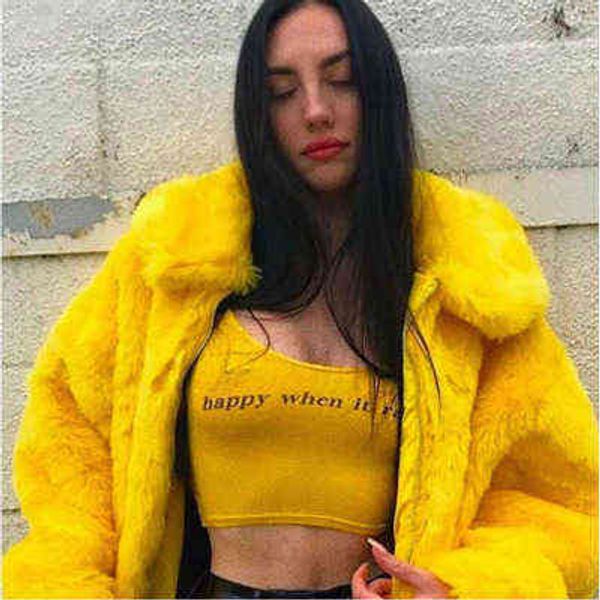 Automne jaune lâche faux vison veste en cuir femmes hiver épaissir chaud manteau en cuir de fourrure femme vêtements de mode mince grande taille 4XL T220810
