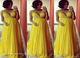 Robe de soirée de douche de bébé jaune nouveau col en V longue femmes enceintes formelle robe d'occasion spéciale robe de soirée grande taille vestidos de fes6916741