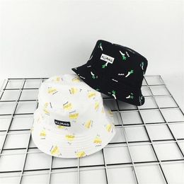 Patrón de plátano amarillo hombres mujeres sombrero de verano sombrero de cubo de Panama sombrero de pescador para pescar Bob Hip Hop Gorros291H