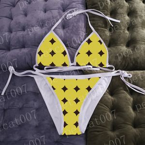 Bikini jaune ensemble marque femmes maillot de bain vacances Style dames maillot de bain Sexy à bretelles maillots de bain pour dame