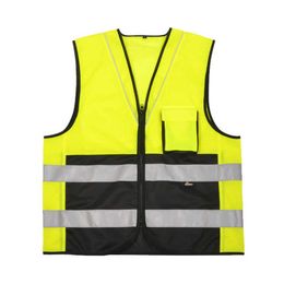 Industrieel reflecterende veiligheid Vest geel zwart reflecterend vest hoi zichtbaarheid Vest Twee toon werkkleding jasje waastcoat ademende gaas veiligheidsvest