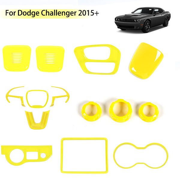 Volant central jaune Kit de garniture itinéraire pour Dodge Challenger 2015 Accessoires intérieurs de voiture