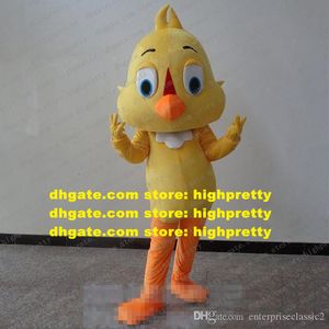 Geel meid kippenkuikend kleine vogels mascotte kostuum volwassen stripfiguur iemand in live-geklede zz7904