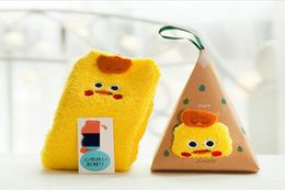 Poulet jaunes filles floues caricatures pantoufles chaussettes de sol de Noël chaussettes de sol d'animaux 3pairlot Style avec cadeau Box5424389