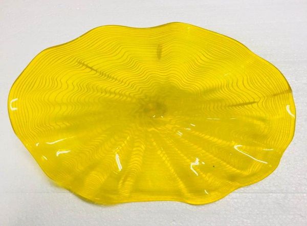 Couleurs jaunes en verre soufflé assiets d'art murano assiettes décoratives en verre pour El Lobby Gallery Museum Decoration4439927