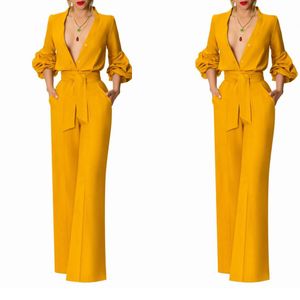 Jaune personnalisé femmes Tuxedos costumes Street Shot taille haute dame Blazer costume porter bal fête affaires tenues 2 pièces