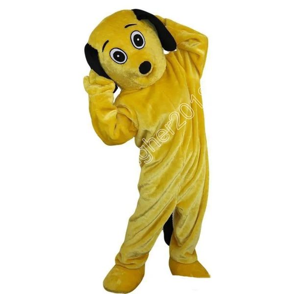 Costume de mascotte de chien jaune, taille adulte, personnage de dessin animé, carnaval, robe unisexe, robe de soirée fantaisie de noël