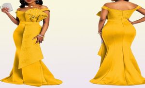 Robe jaune longue pour femmes, épaules dénudées, Sexy, sirène, perles, slim, longueur au sol, soirée, dîner, fête de mariage, robes Maxi 2107137317