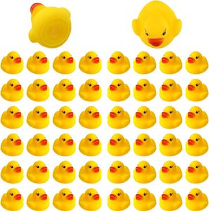 Canards jaunes jouets de baignoire canard jouet de bain pour enfants flotteur et grincement Mini petit pour douche fournitures de fête d'anniversaire