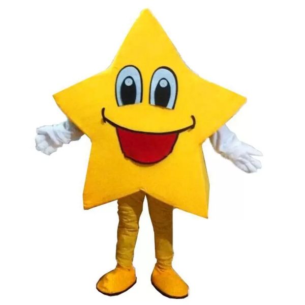 Disfraz de mascota estrella de cinco puntas amarillo, personaje temático de Anime de dibujos animados, disfraces de fiesta de Carnaval de Navidad, traje para adultos