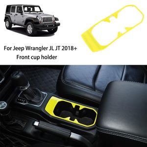 Couverture décorative de support de verre d'eau avant jaune pour Jeep Wrangler JL JT 2018 accessoires internes automatiques2633