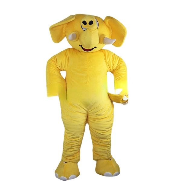 Fursuit amarillo Elefante Mascota Disfraz Halloween Performance Headgear Mascot Walking Títere Animal Outfit
