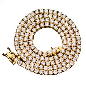 Bracelet rond en or jaune 925 argent 3mm, taille brillant, diamant Moissanite créé, chaîne à maillons de Tennis, pour hommes et femmes